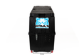Load image into Gallery viewer, Vault Pro bike box closed and standing upright on its end, Vault Sports Box bear logo facing forward.
