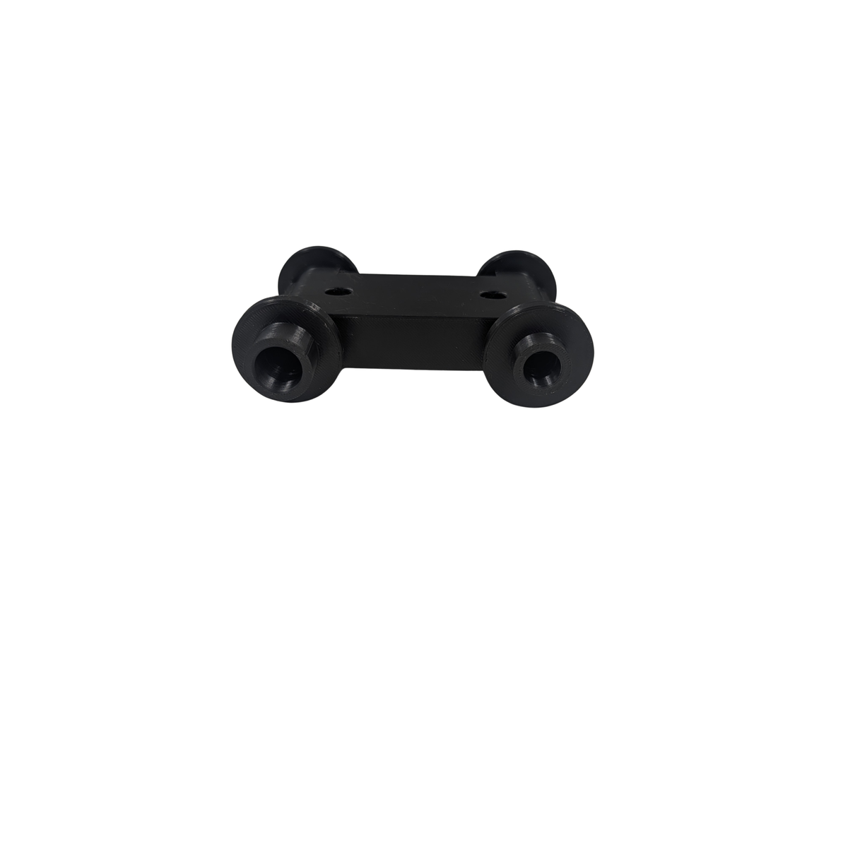 Lauf front fork adapter, a short black bar with a mounting post at each end.