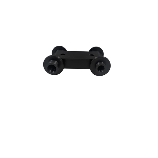 Lauf front fork adapter, a short black bar with a mounting post at each end.