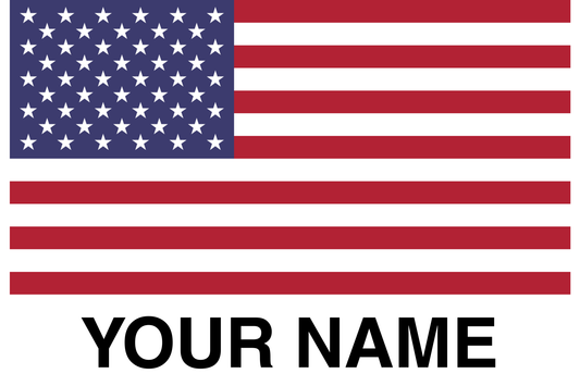 Custom Vault Pro athlete sticker printed with the United States flag above the words YOUR NAME, where a rider’s name is personalised.