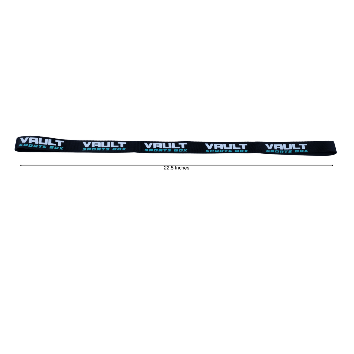 Vault Pro tow strap laid flat with a callout marking its 22.5 inch length.