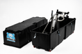 Load image into Gallery viewer, Vault Pro bike box open, lid set to one side, with a road bike frame and handlebars resting inside the case.
